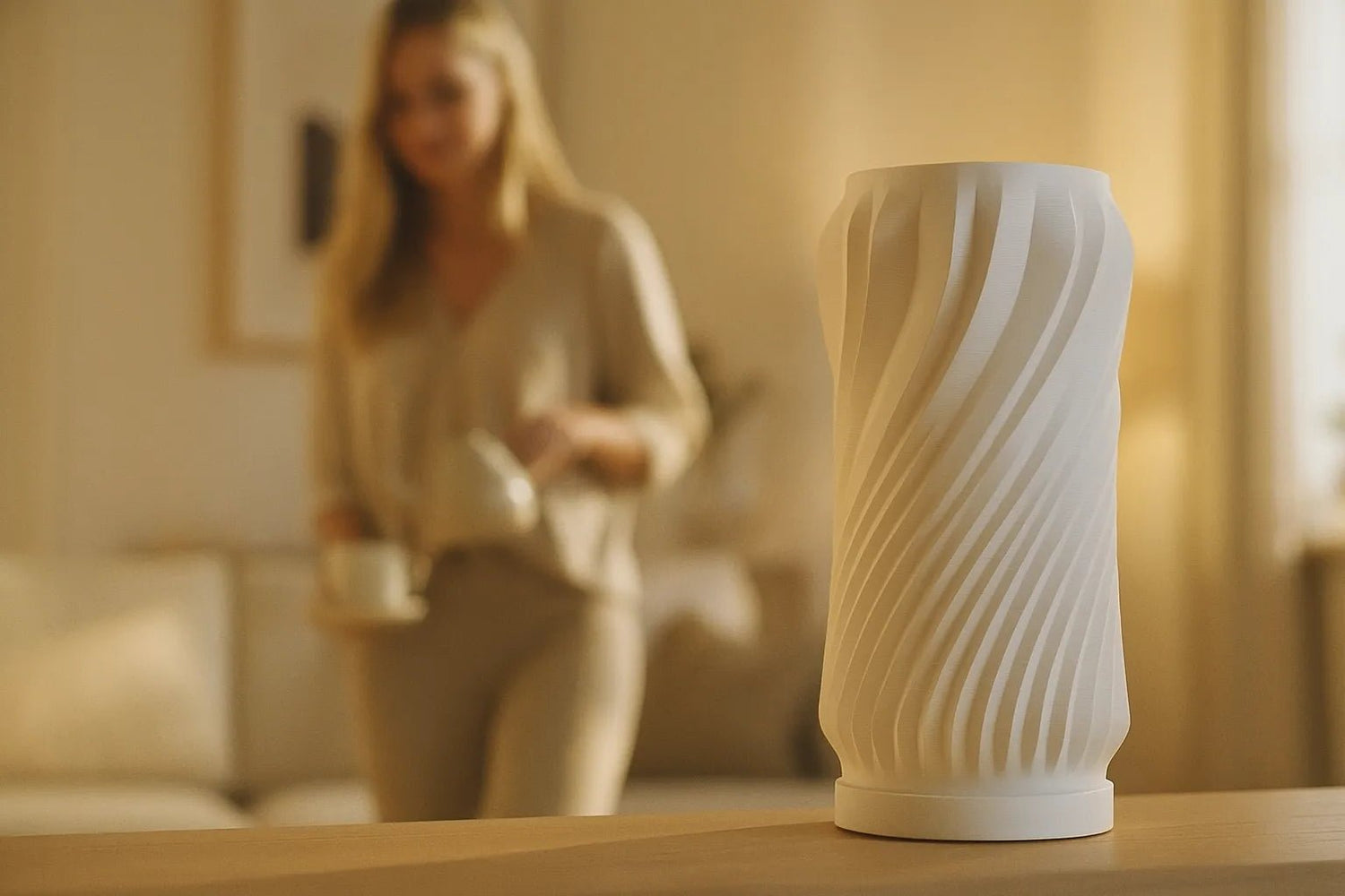 Minimalist Spiral 3D - Printad Lampa – modern inredning från Lumi Home